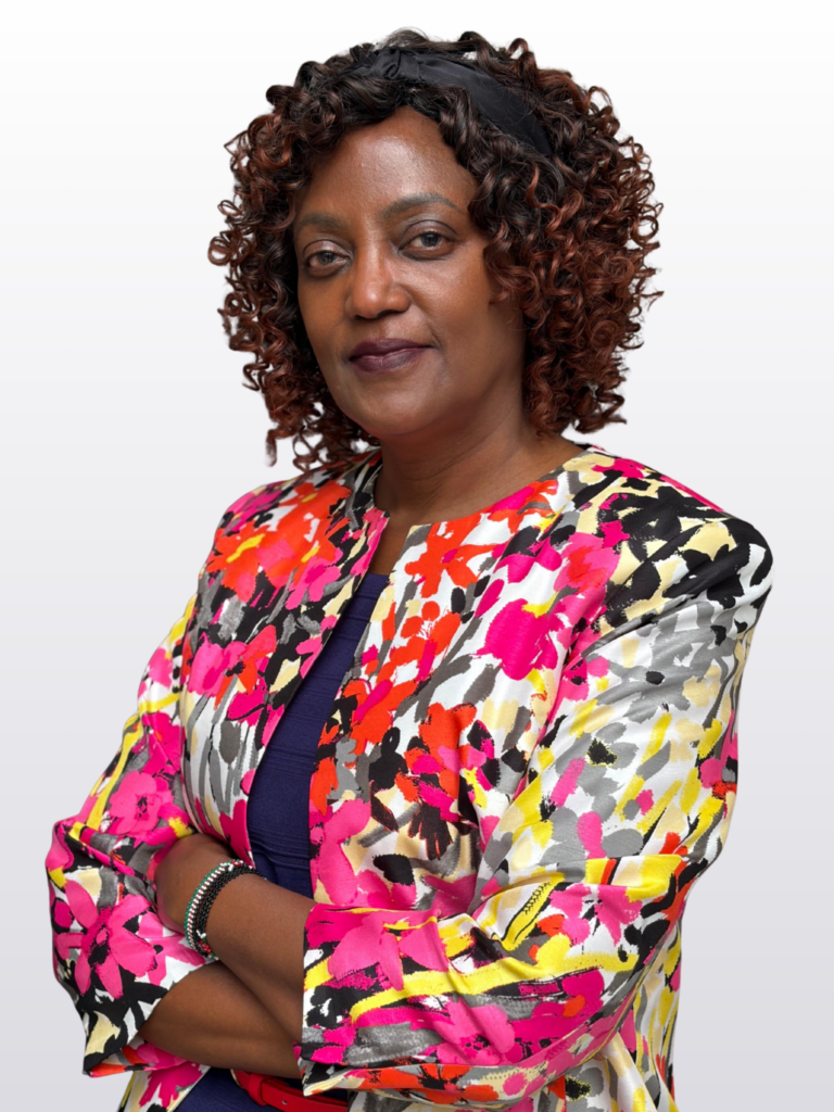 Eileen who is a black woman with curly hair against a white background
